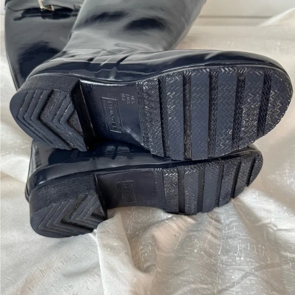 Hunter Original Tall Gloss Navy Blue Waterproof Boots - Picture 13 of 16